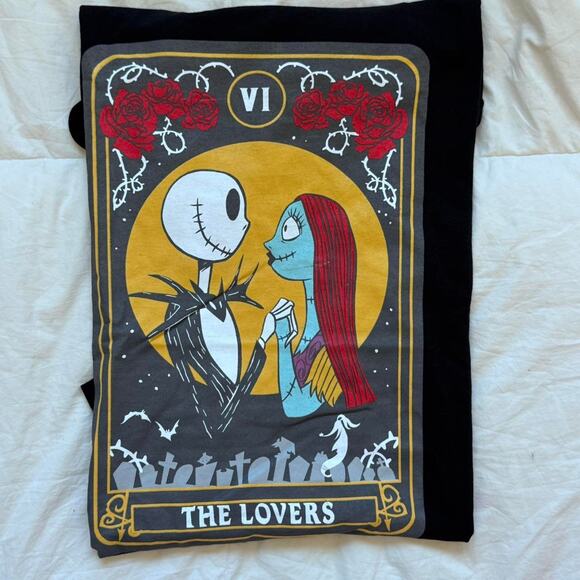 The nightmare before christmas tarot card the lover graphic tee sz L romantic - Picture 1 of 6